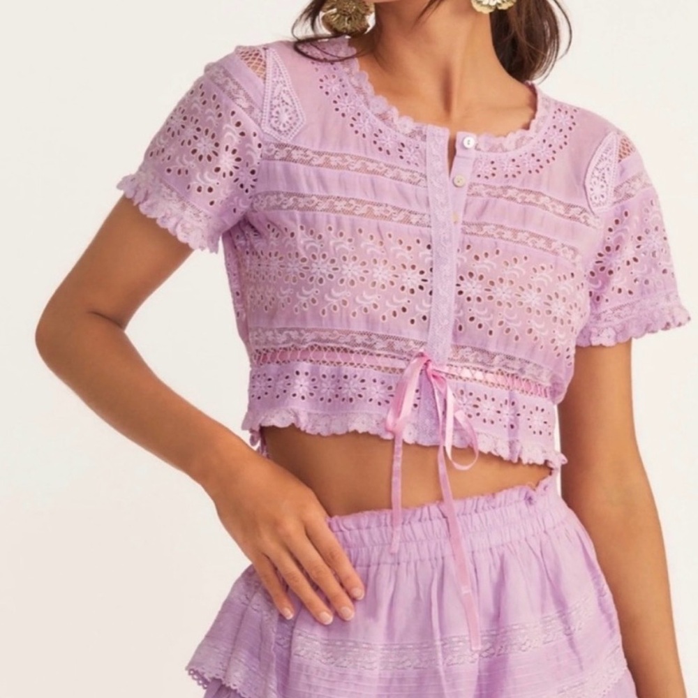 LoveShackFancy Farley crop top in Wisteria size M